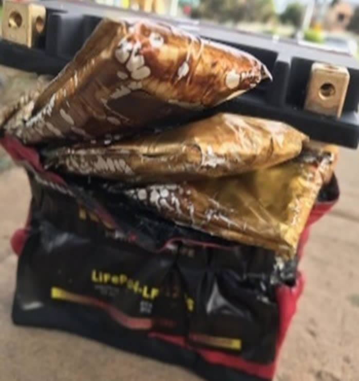 Stack of damaged batteries.