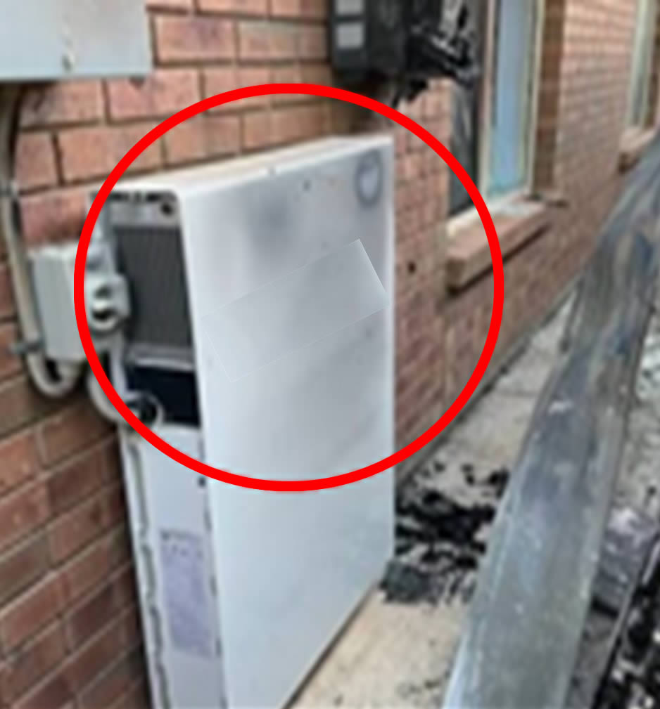 A red circle highlighting a battery energy storage system (BESS).