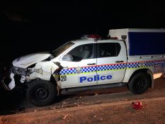 Damaged police vehicle 