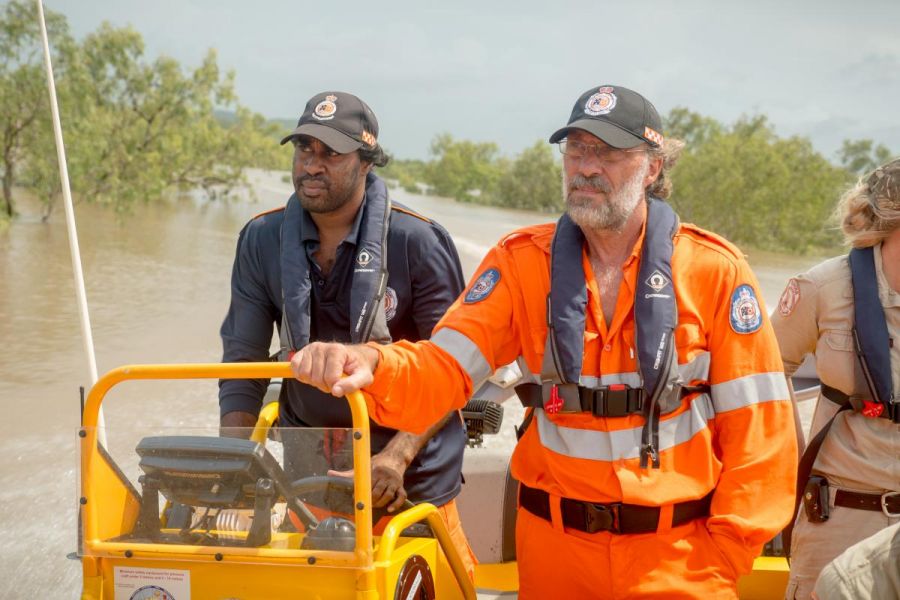 NTES on their flood boat at the Daly River floods
