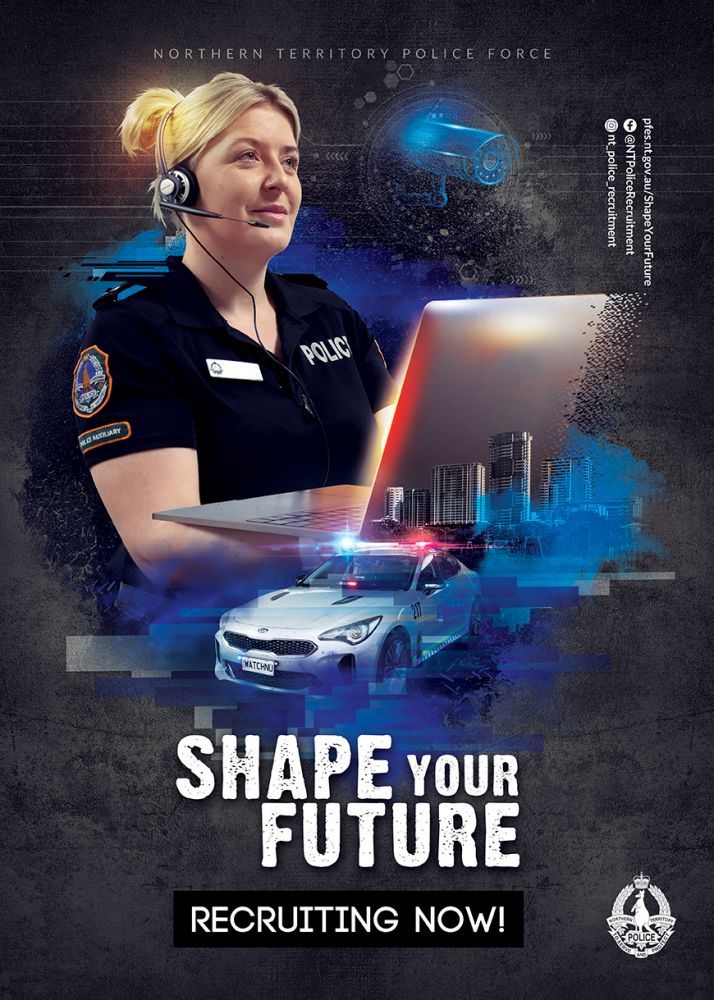 Police recruitment auxiliaries graphic with communications